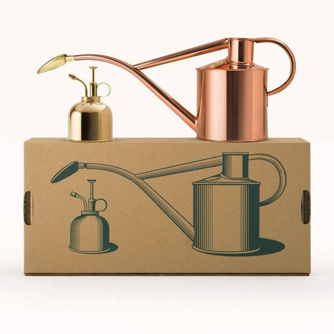 Haws Copper Watering Can and Bronze Spritzer Set