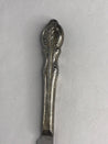 Aged silver plated hallow knife 10-3/8" scrolls w/flower design