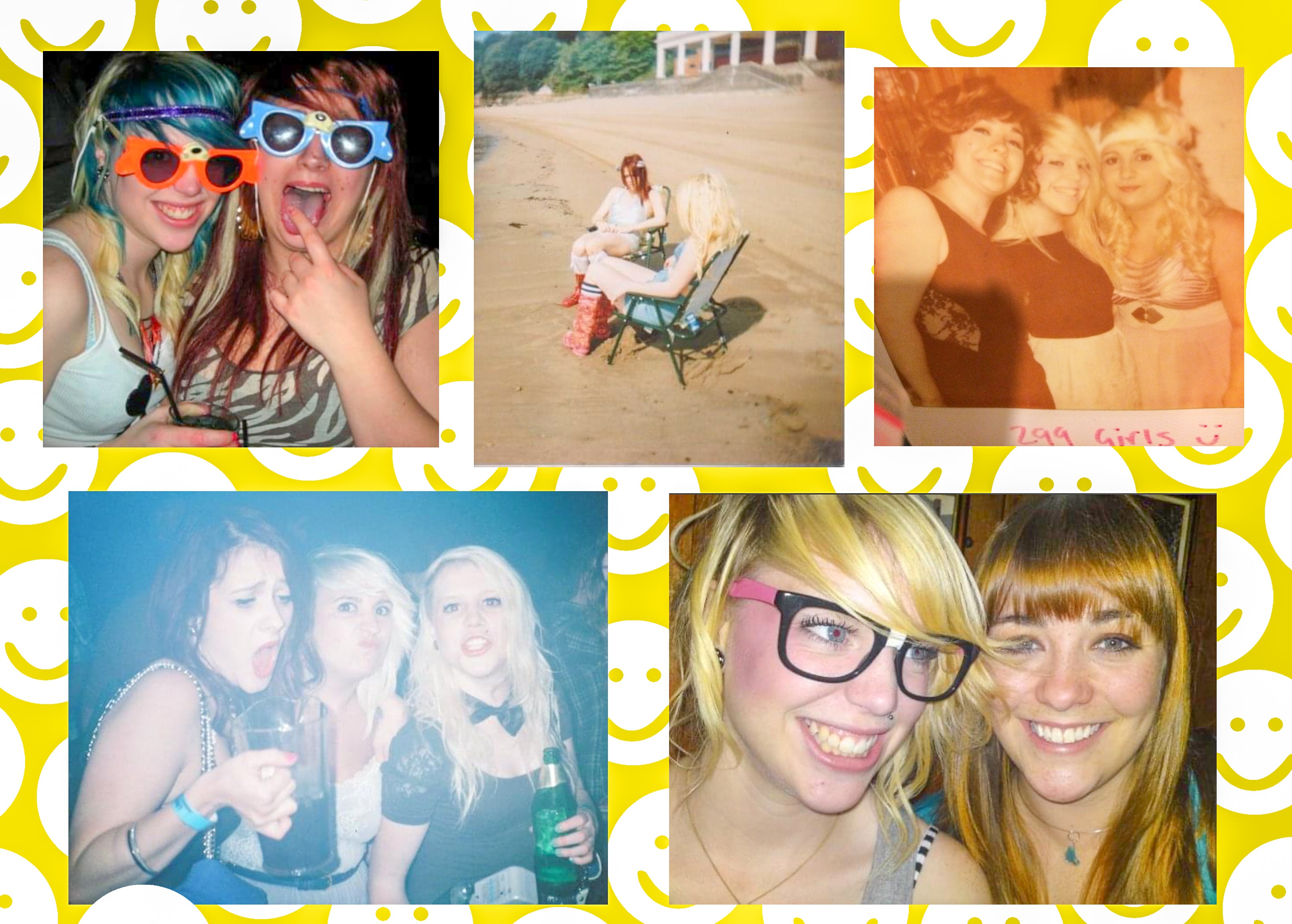 Photo collage of Steph with her friends from uni