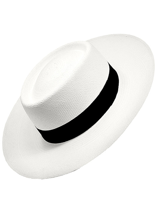 Gamboa Panama Hat. White Panama Hat - Wide Brim Gambler Hat