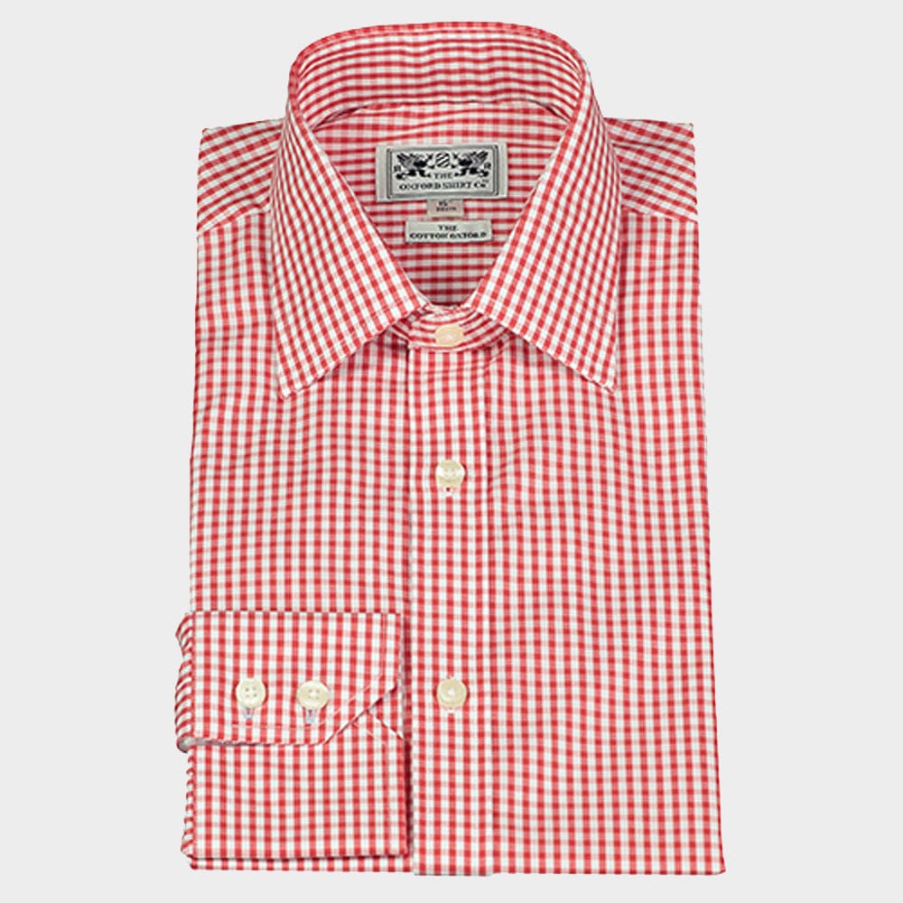 Mens Button Down Shirt in Red Gingham - Oxford Shirt Co.