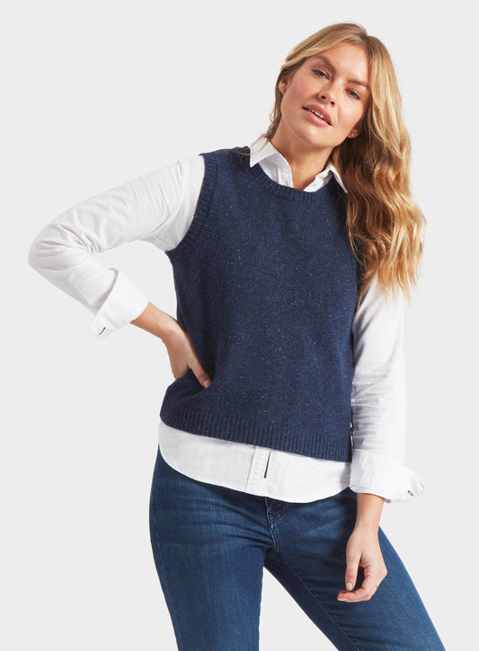 Womens Knitted Neppy Vest in Natural - Oxford Shirt Co.