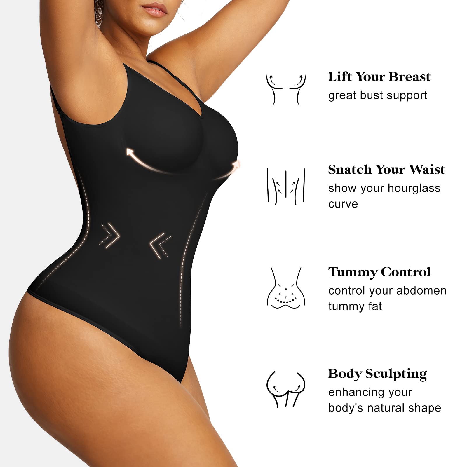 YouLoveIt Bodysuit for Women Tummy Control Shapewear Thong Body Shaper Tank  Top Women Shapewear Bodysuit Seamless Backless Compression Tummy Control  Slimming Body Suits Shaper 