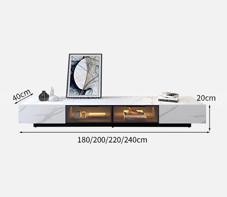 テレビ台　スタンド　リビング家具　AVボード　焼結石　炭素鋼　マーブル模様　収納付き　ライト付き　おしゃれ　ブラック　ホワイト　DSG-013 - kaguyasu