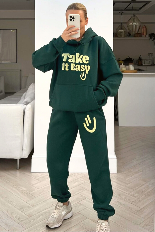 HOODIE & JOGGERS FULL LOUNGEWEAR SET - GREEN – Miss Guilty