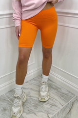 orange ribbed cycling shorts