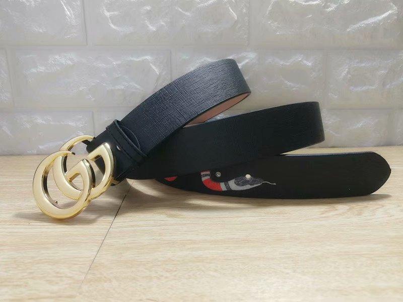 GU-CCI GG Women and Men 3.8 CM Width Fashion Smooth Buckle Belt Leather Belts 9