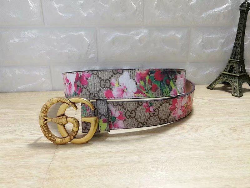 GU-CCI GG Women and Men 3.8 CM Width Fashion Smooth Buckle Belt Leather Belts 9