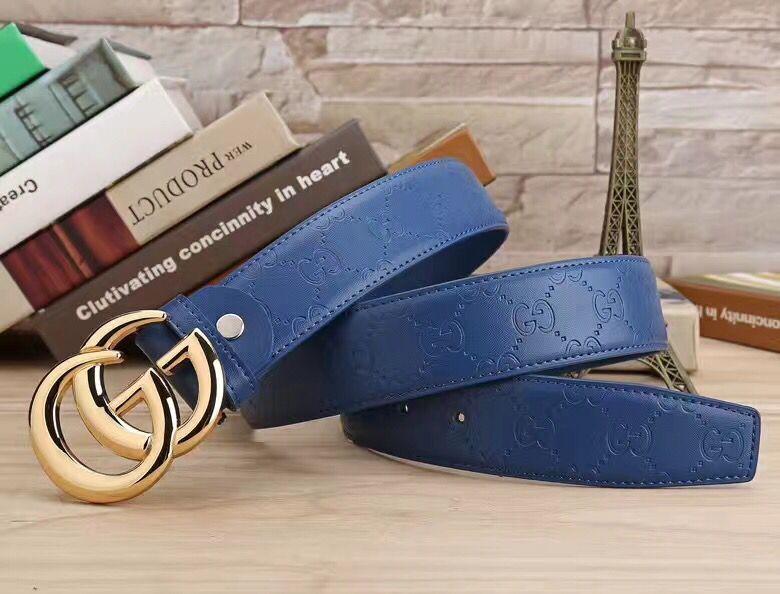 GU-CCI GG Women and Men 3.8 CM Width Fashion Smooth Buckle Belt Leather Belts 9