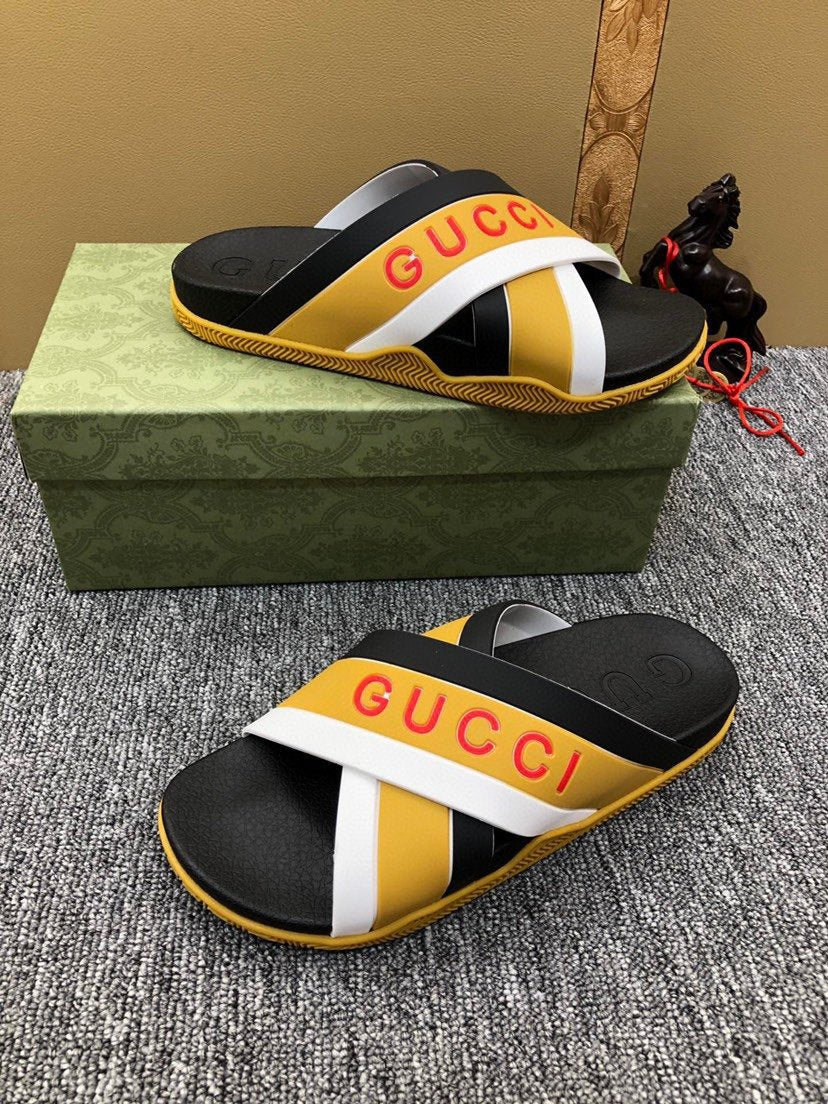 GU-CCI GG 2022 Men Women Fashion Leather Casual Flat Sandal Slippers Shoes