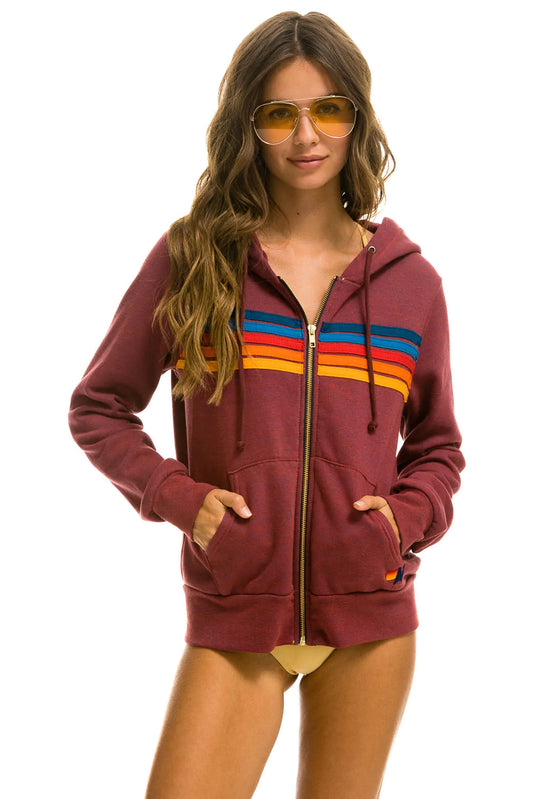 5 STRIPE HOODIE - NEON PINK // NEON RAINBOW