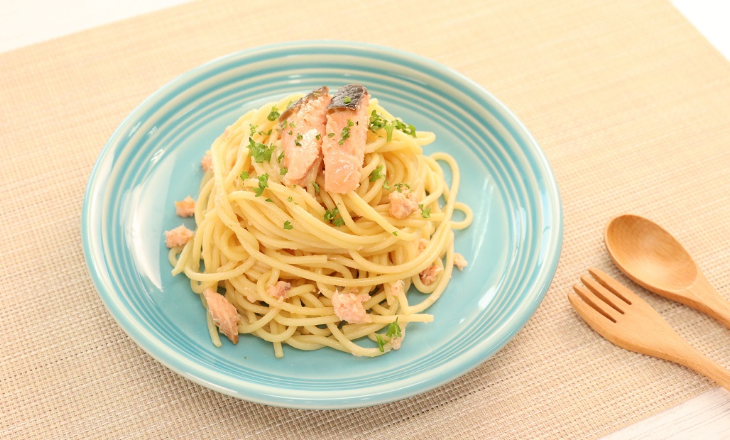 鮭の彩り和風パスタ 作り方①