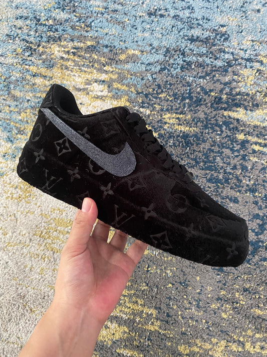 Black Full LV Leather Air Force One Custom Sneaker for Man – WendyCustom