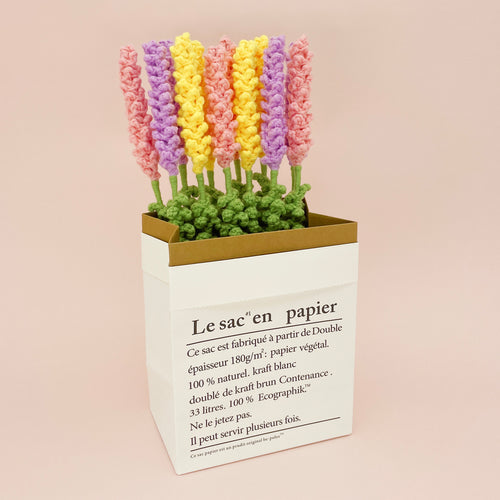 Hesroicy 1 Set Vibrant Color Simulation Flower Creative DIY Crochet Kit  Tulip Potted Crochet Material Bag 