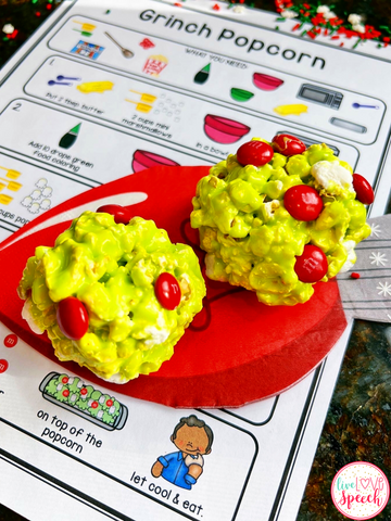 Pair this Grinch Popcorn Holiday Visual Recipe with the famous Dr. Seuss Book for a fun and delicious activity perfect for the last days of school before winter break.