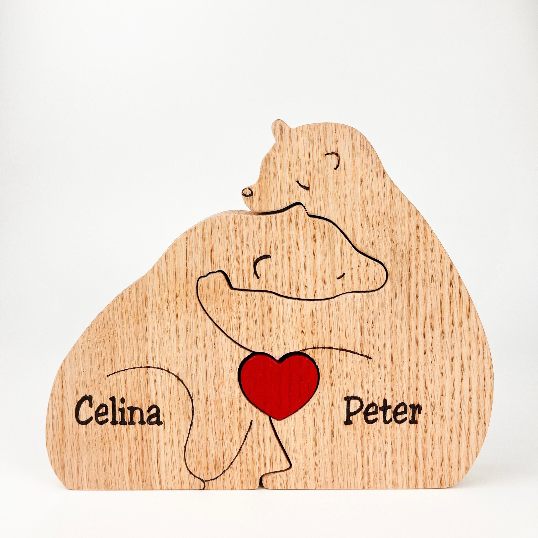 Single Parents - Wooden Bear Family - Personalized Wooden Pet