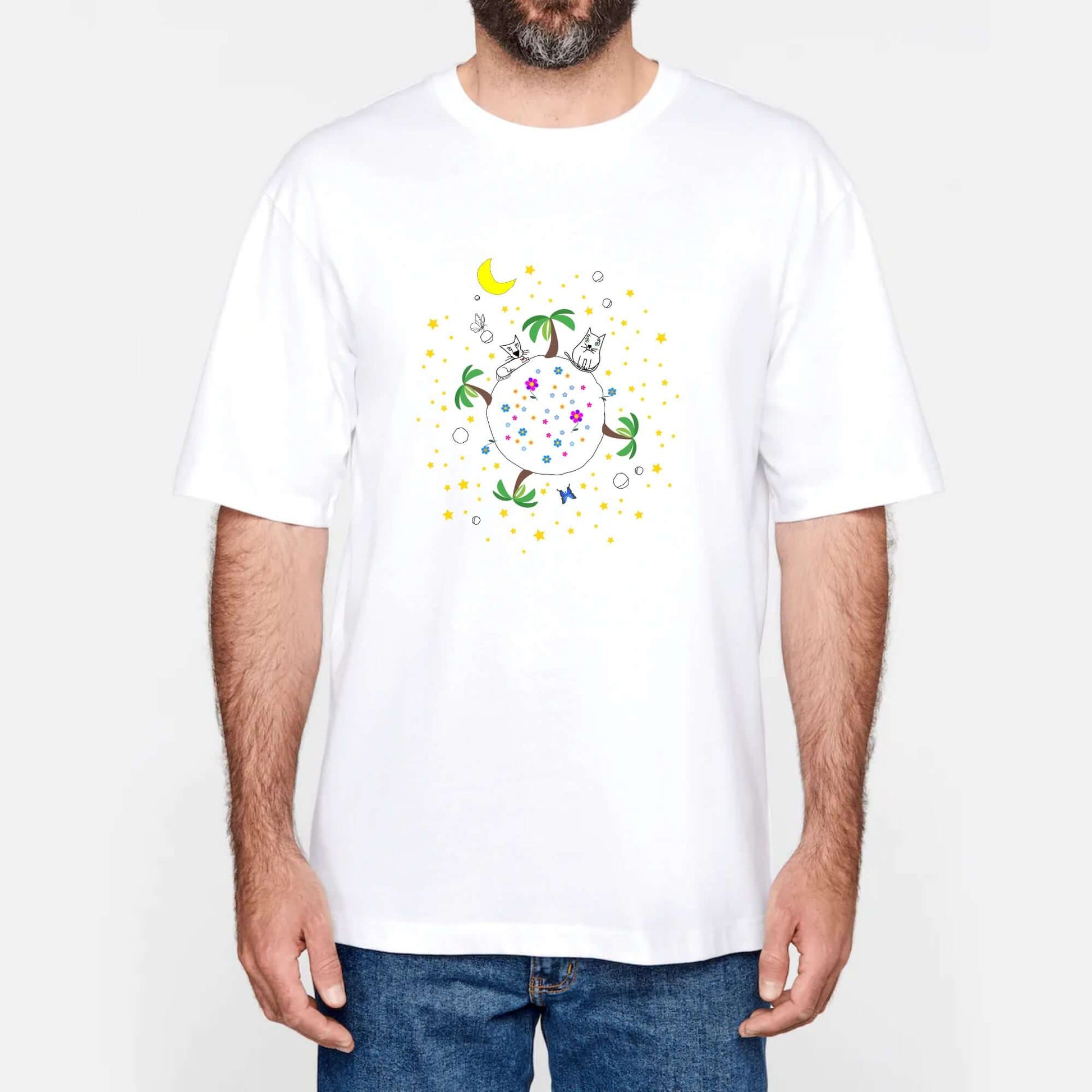 Men's T-shirt - Urban Oversize organic cotton - cat print