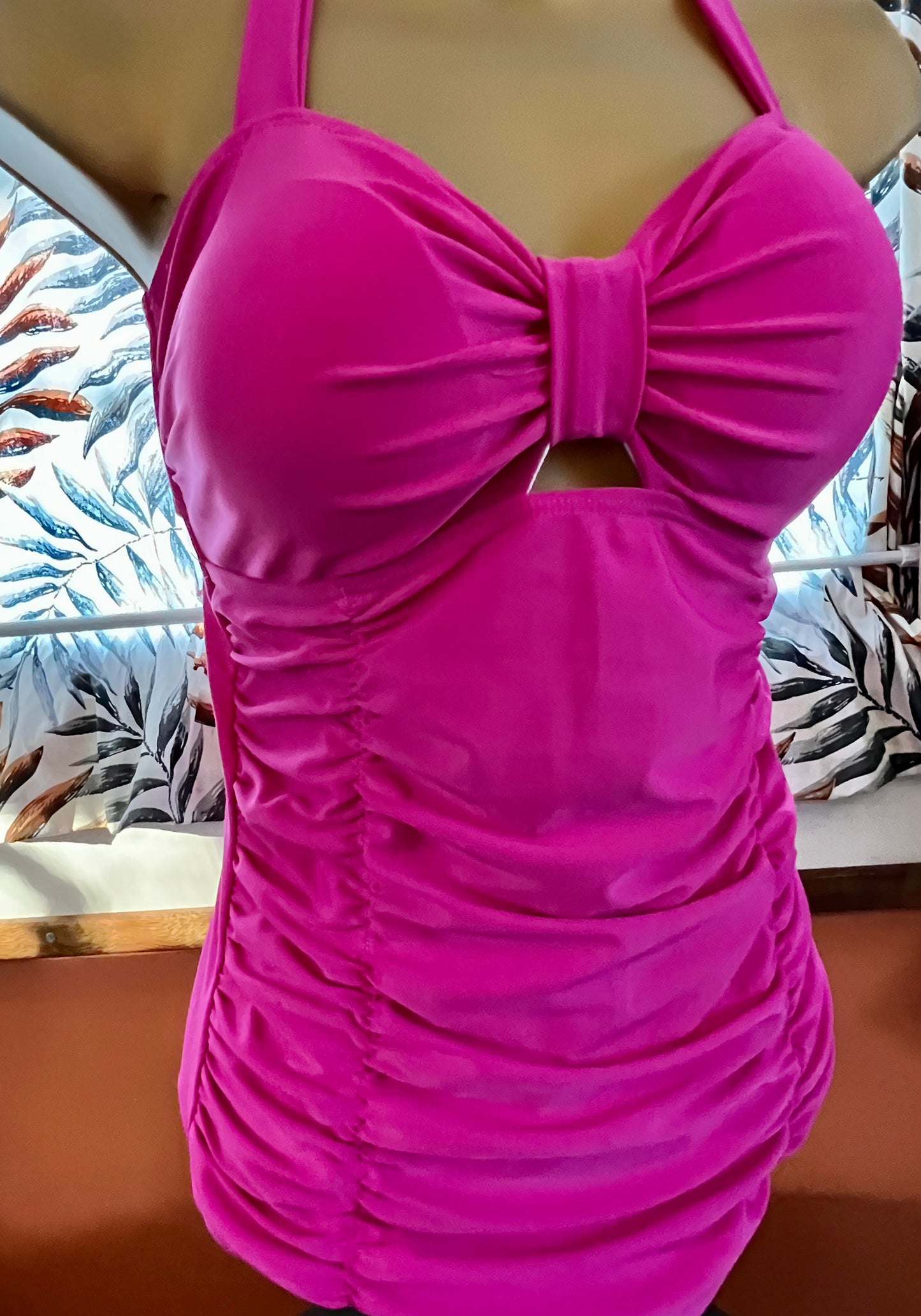 Copy of Retro 1950s ruched pinup shocking pink swimsuit ...