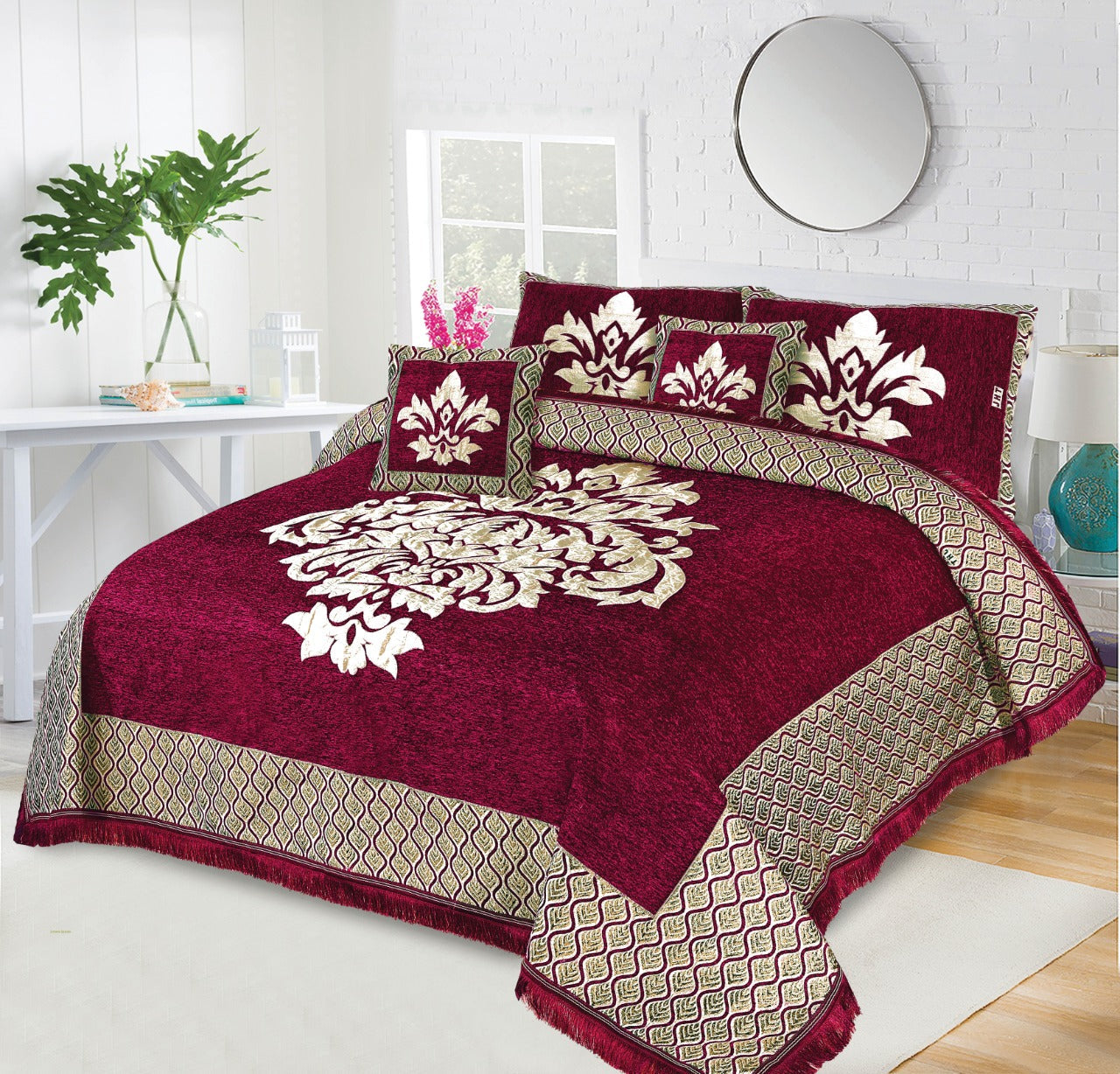 Velvet Bed Sheet F-176 RED