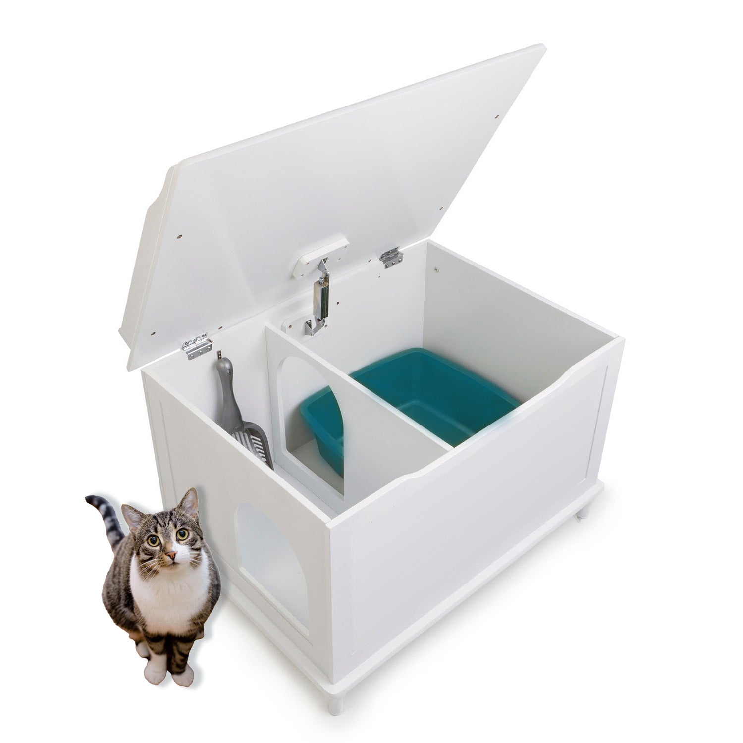 Designer Pet Products The Designer Catbox Litter Box Enclosure in White - Pet Pro Wholesale product image