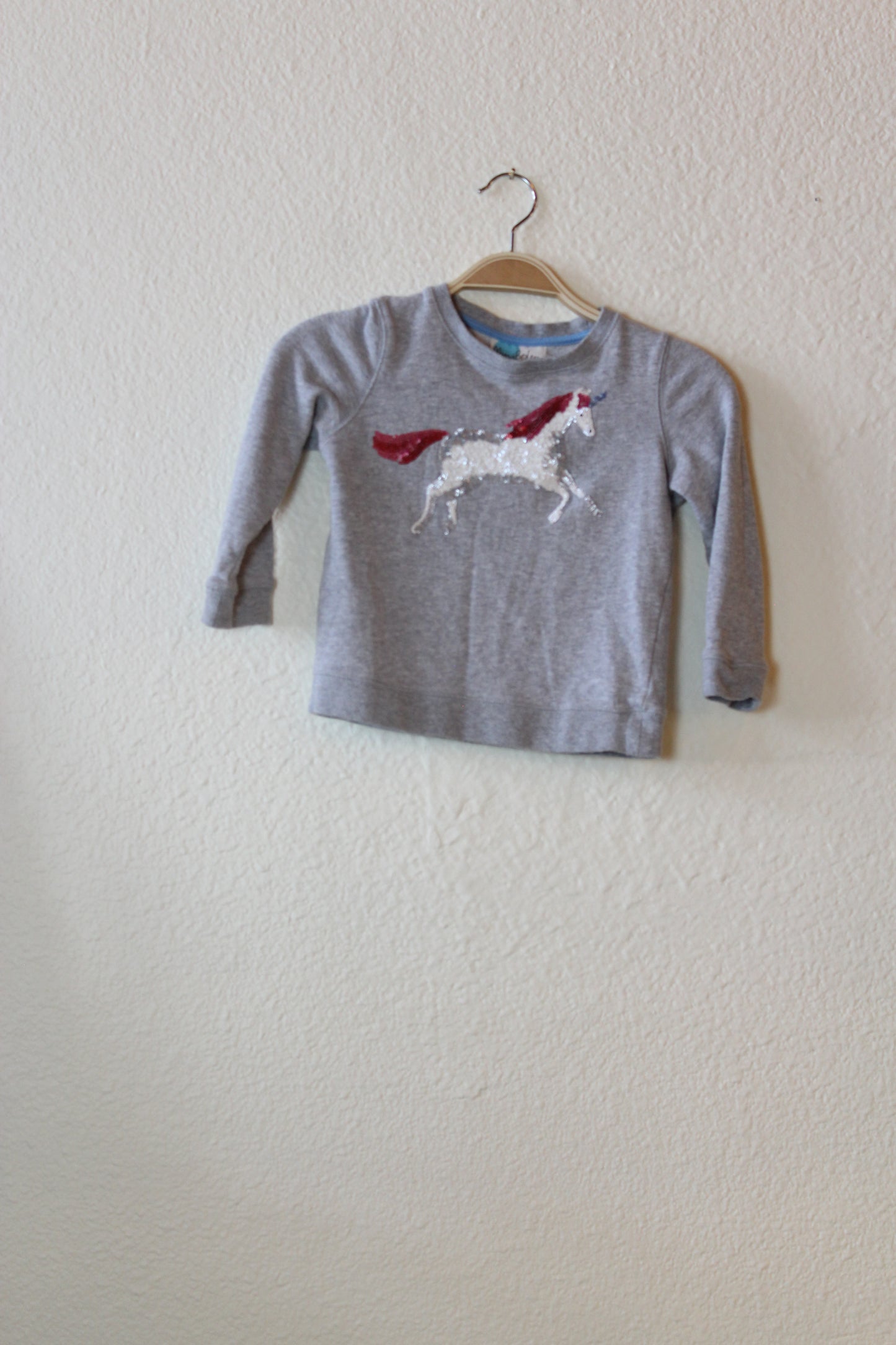 Girls Gray Unicorn Sequin Sweatshirt