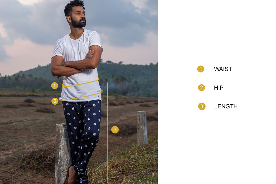 Mens Navy Pyjamas Measurements