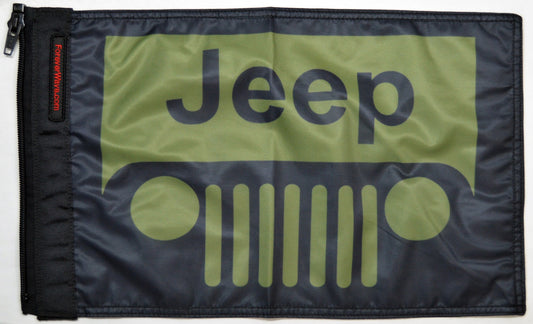 Jeep Grill OD Green Flag Forever Wave 12”x18”