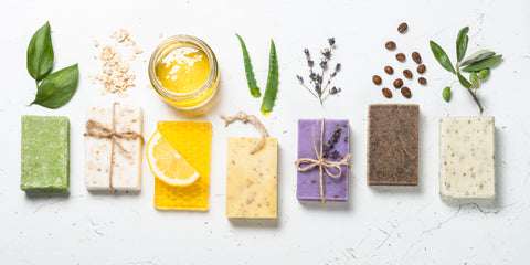 many flavour bar soaps, natural scents, homemade