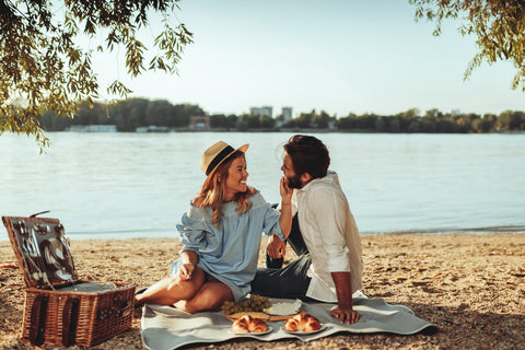 Couple sitting on beach