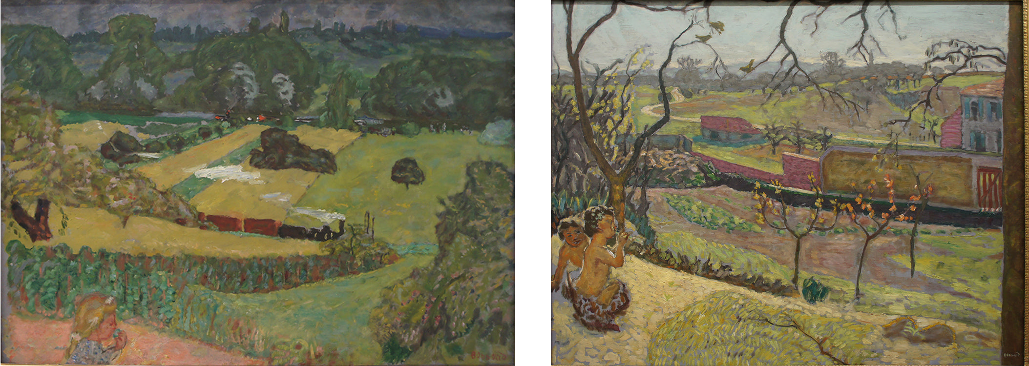 Train and Bardes (left), Early Spring. Little Fauns. (right)