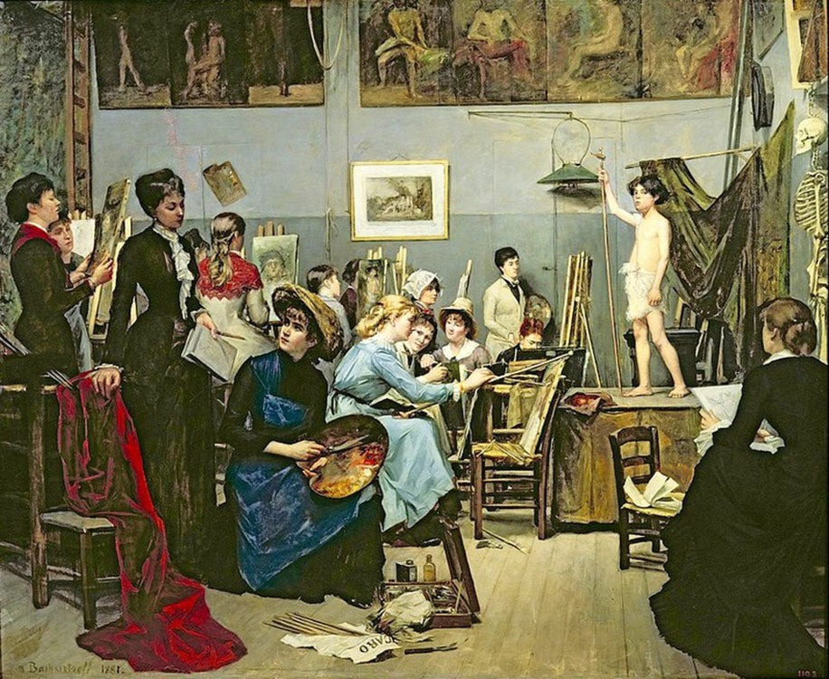 “L’Atelier Julian,” 1881, oil on canvas, Salon 1881, Musée des Beaux-Arts,  Dnepropetrovsk, Ukraine