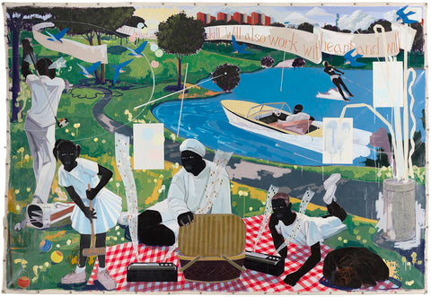 Kerry James Marshall, “Past Times” (1997), Acrylic and collage on canvas, M.C.A. Chicago