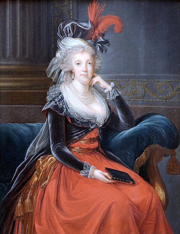 “Portrait of Maria Carolina of Austria (1752-1814), Queen Consort of Naples” (1791), oil on canvas, 13.7” x 11”, Conté Museum, Château de Chantilly in Chantilly, Oise, France