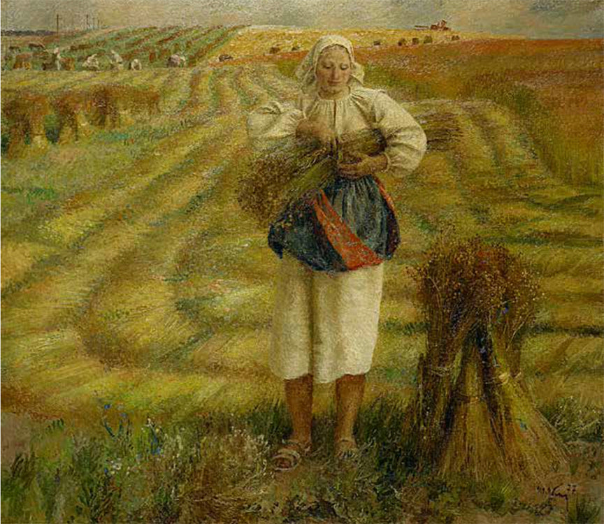 Tatiana Yablonskaya, “Flax Harvest” (1977), oil on canvas