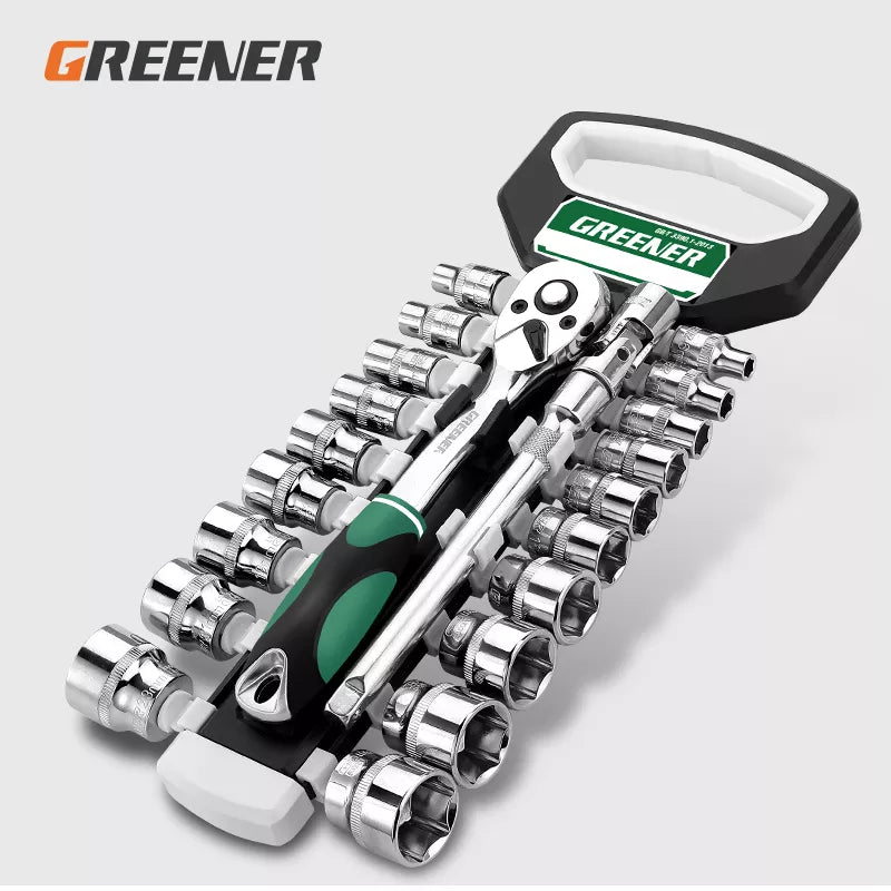 GREENER 1/4" 3/8" 1/2"Inch Ratchet Wrench 72 Teeth Extending Telescopic Ratchetes Socket Wrenches Tool Plate Handle Tools Set