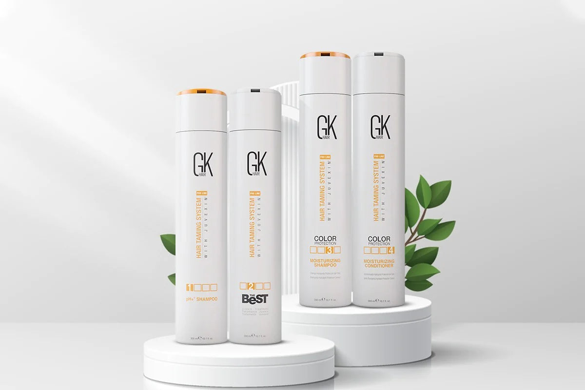 GK Hair product lineup featuring a range of premium hair care solutions