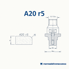 Line 20 Sink Hole, A20 r5 (20mm r5 Eased Edge (¼ Radius)) Profile