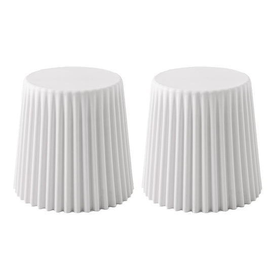 ArtissIn Set of 2 Cupcake Stool Plastic Stacking Stools Chair Outdoor Indoor White