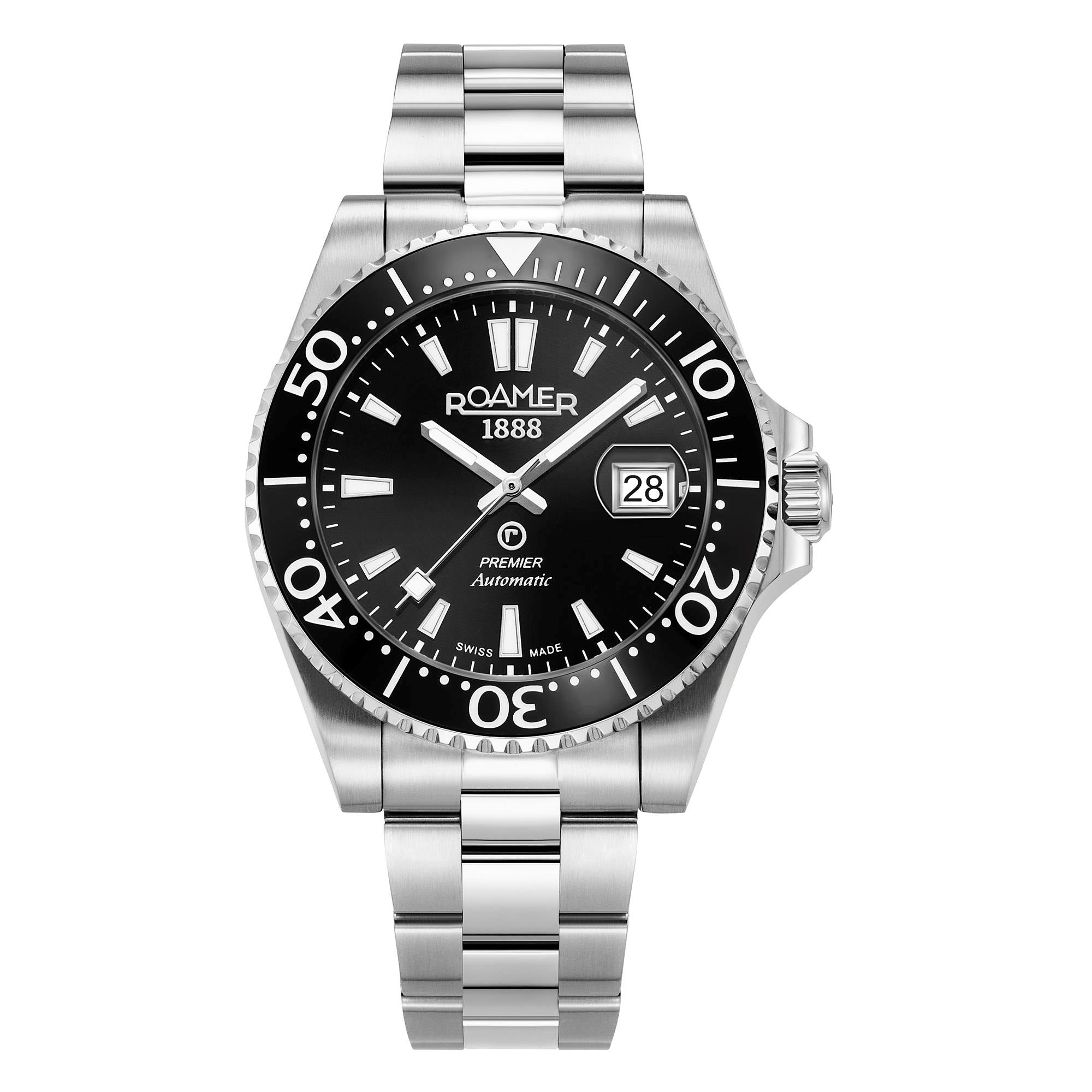 Photos - Wrist Watch Roamer 986983 41 85 20 Men's Premier Black Dial Automatic Wristwatch 