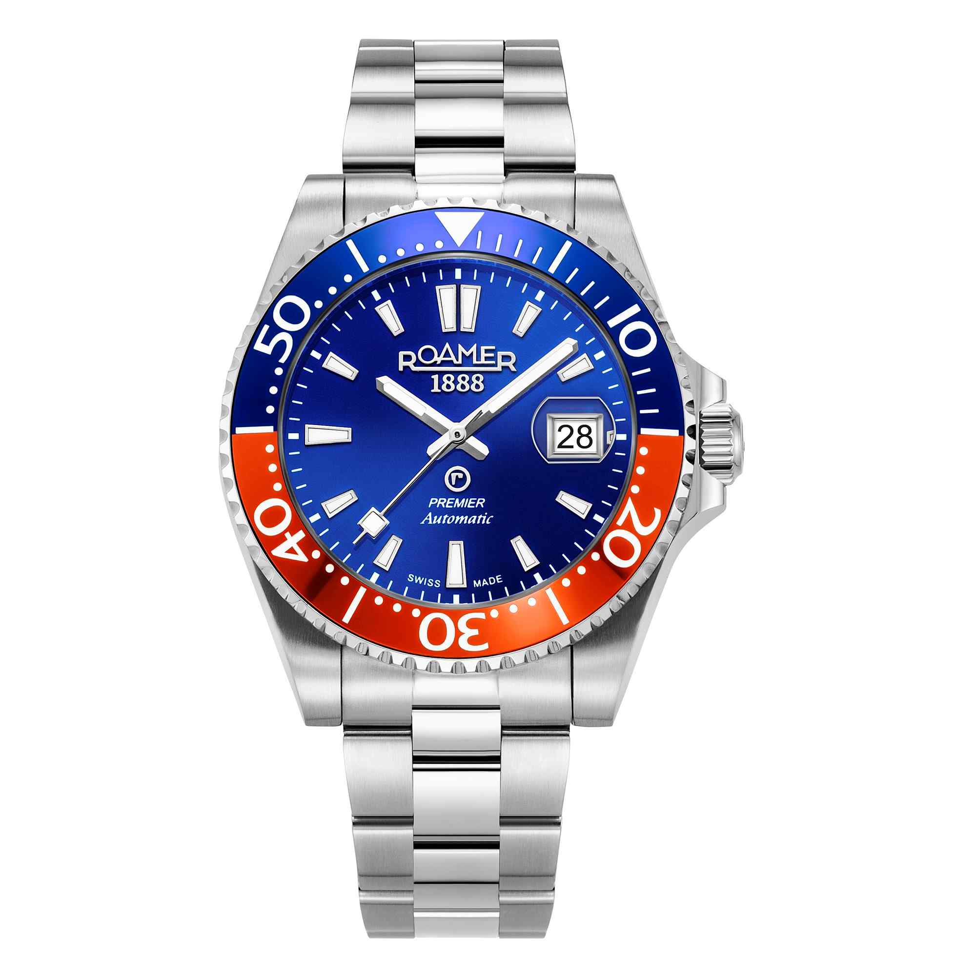 Photos - Wrist Watch Roamer 986983 41 45 20 Men's Premier Blue Dial Automatic Wristwatch 