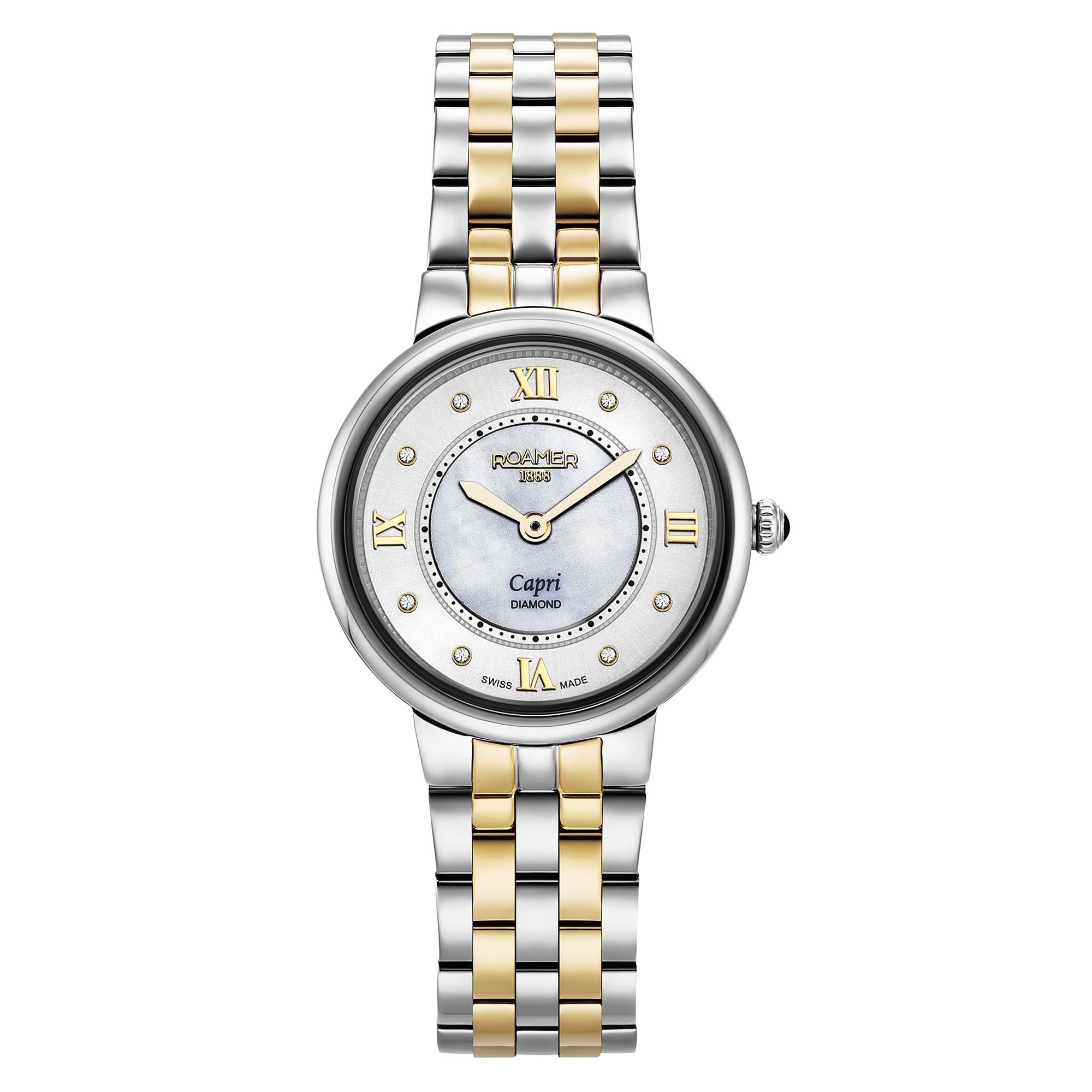 Photos - Wrist Watch Roamer 859845 47 29 50 Women's Capri Diamond Two Tone Bracelet Wristwatch 