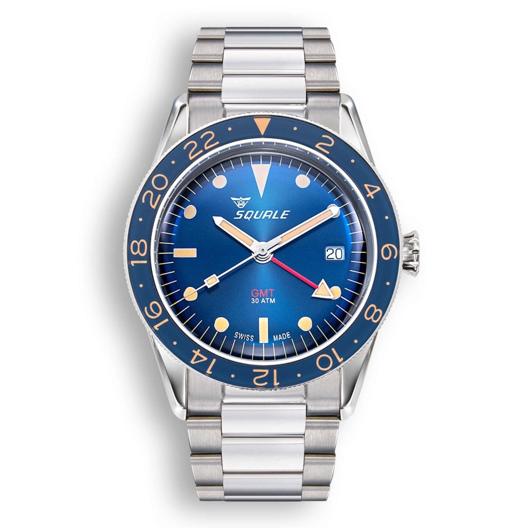 Photos - Wrist Watch Squale SUB39GMTB.BR22 GMT Blue Dial Automatic Steel Bracelet Wristwatch