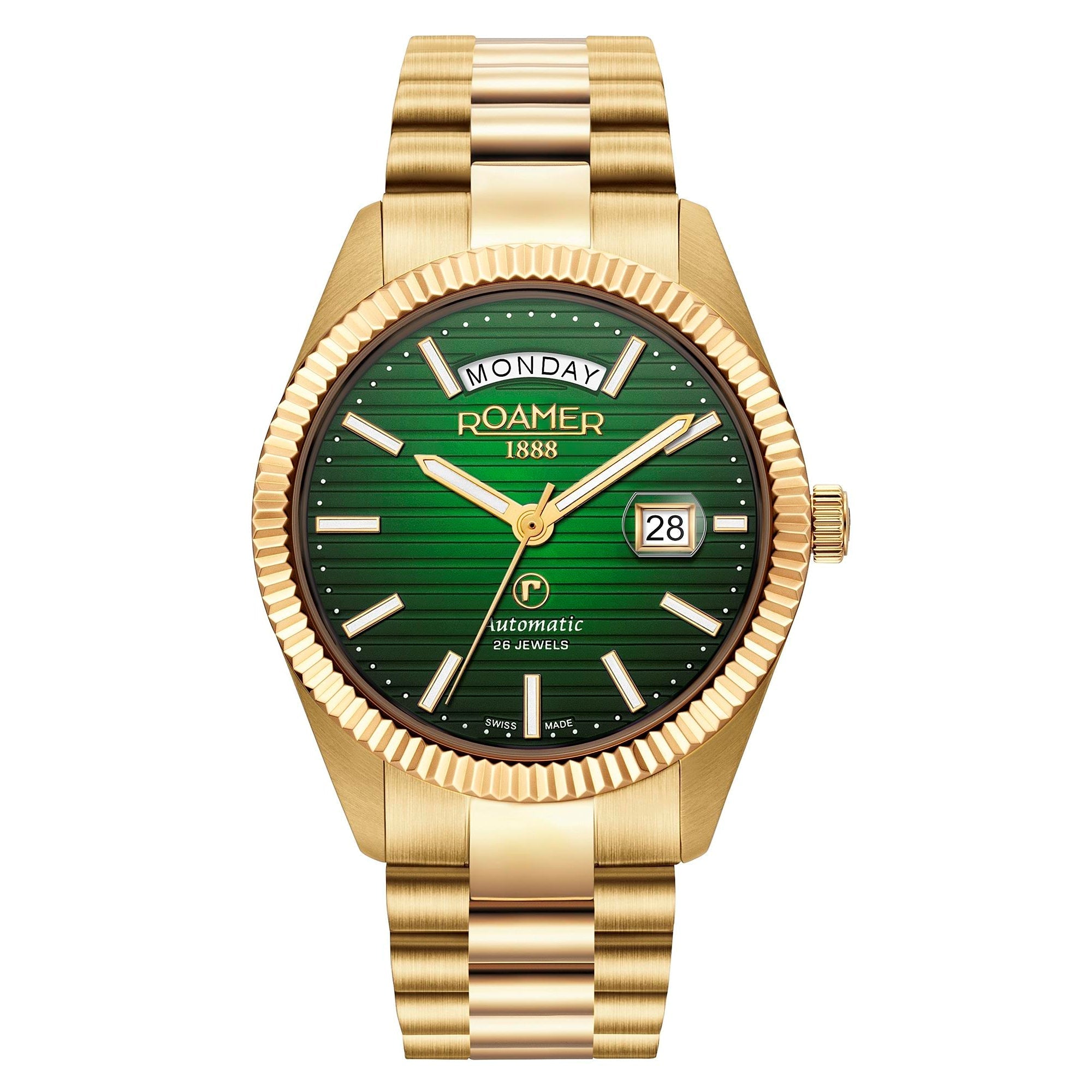 Photos - Wrist Watch Roamer 981666 48 75 50 Daydate II Automatic Steel Bracelet Wristwatch 