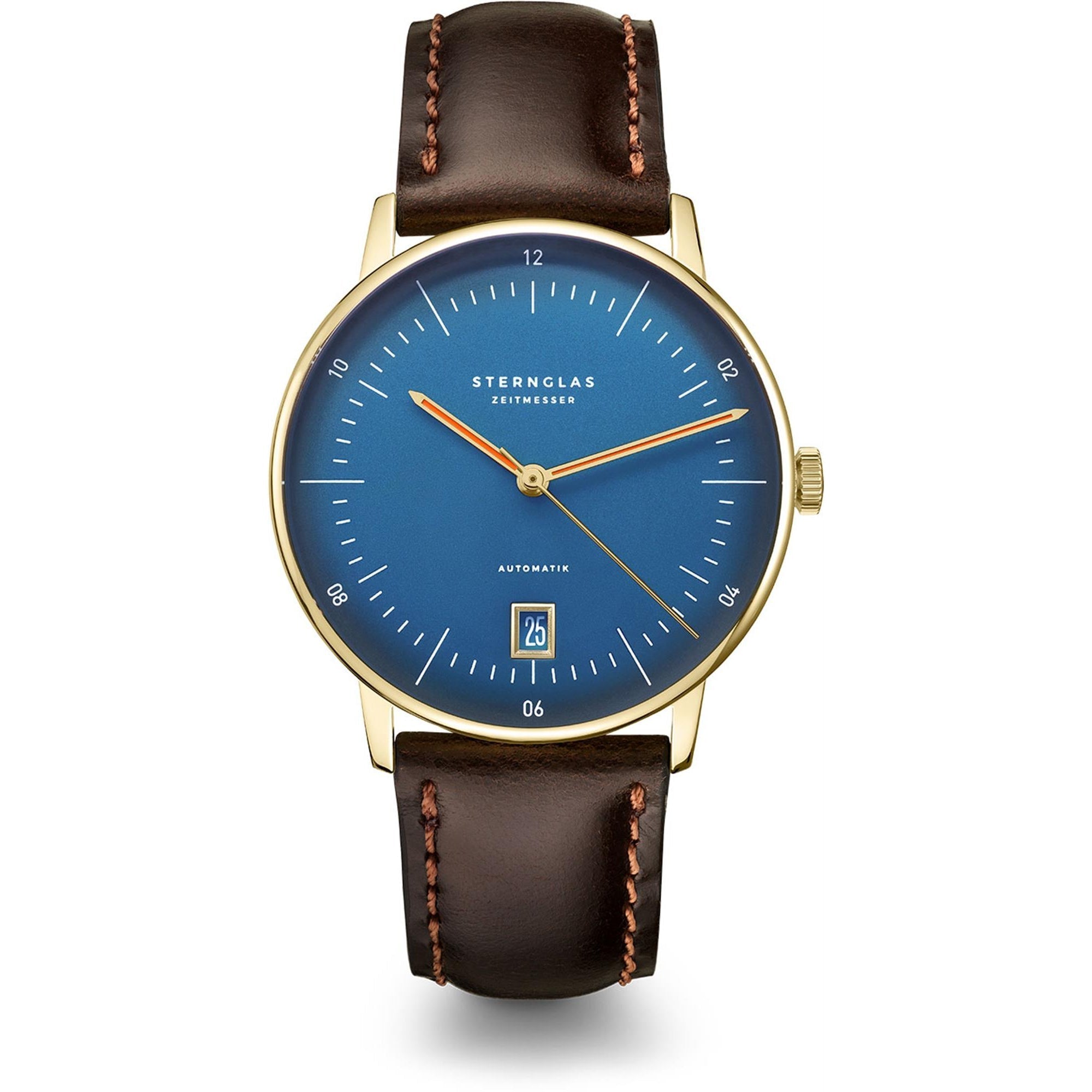 Image of Sternglas S02-NAC07-BR01 Men's Cambridge Brown Leather Strap Wristwatch