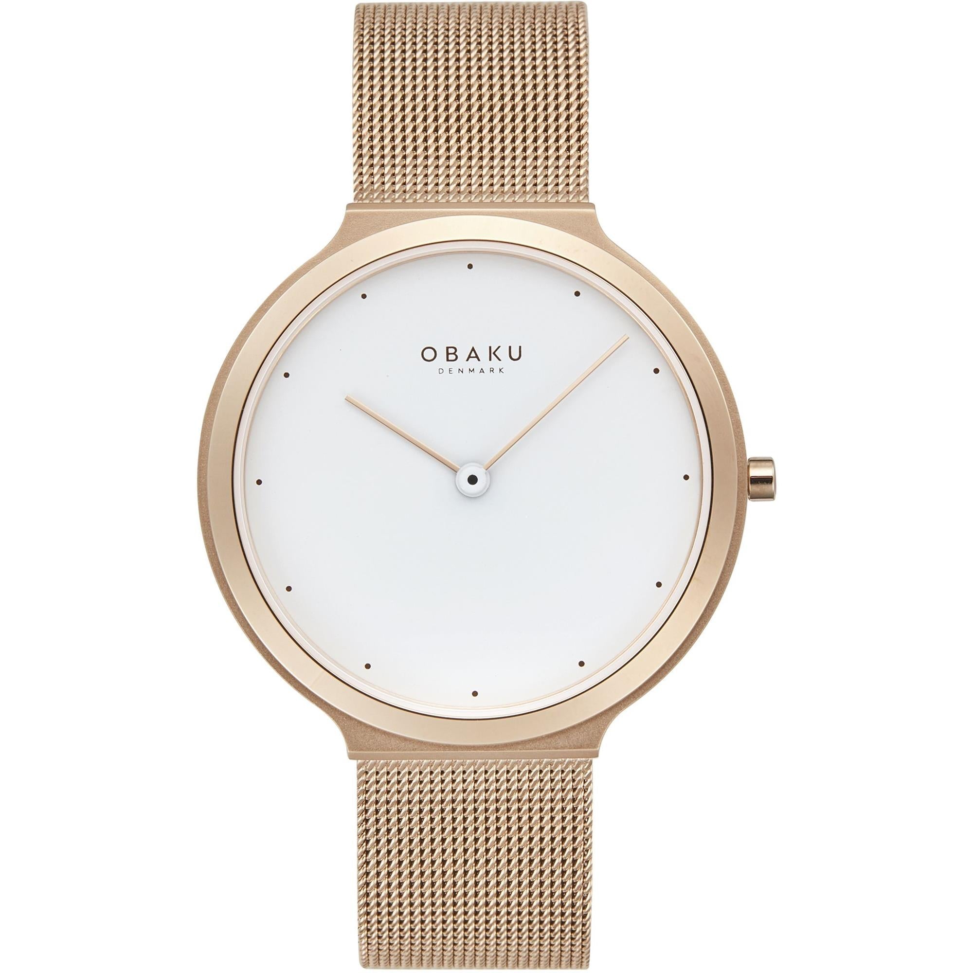 Photos - Wrist Watch Obaku V269LXVWMV Satin Lille-Rose Women's Steel Mesh Wristwatch 