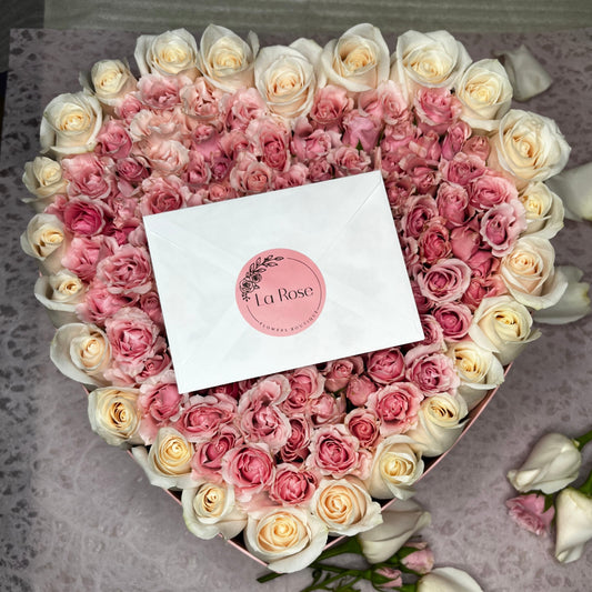Box Love White and Pink roses – La Rose Flowers