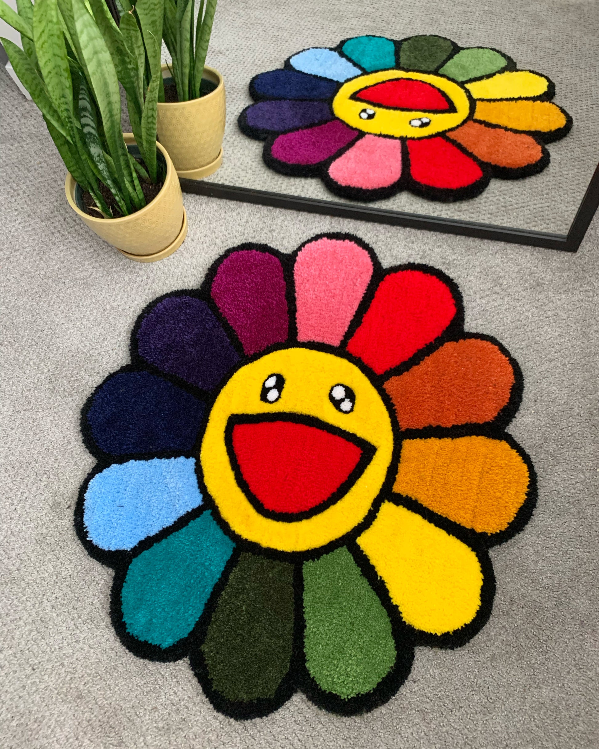 銀座店で購入 Flower Floor Mat Rainbow × Ecru村上隆 ...