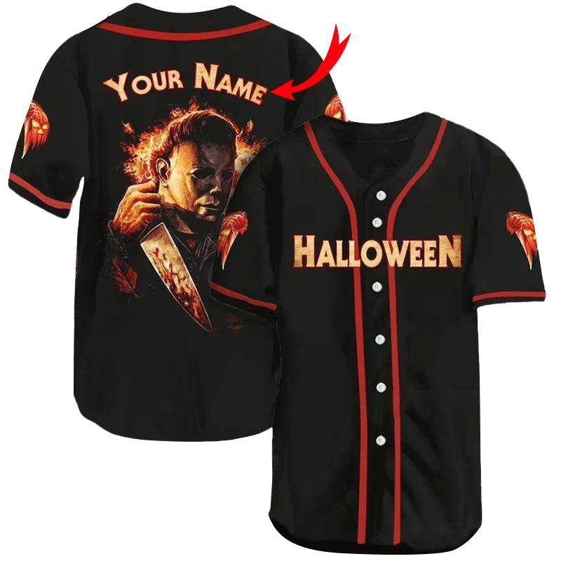 Personalized Michael Myers Pumpkin Old Milwaukee Baseball Jersey