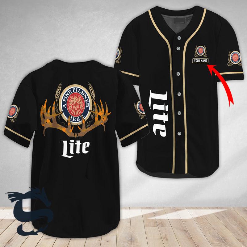 White Miller Lite Baseball Jersey Shirt