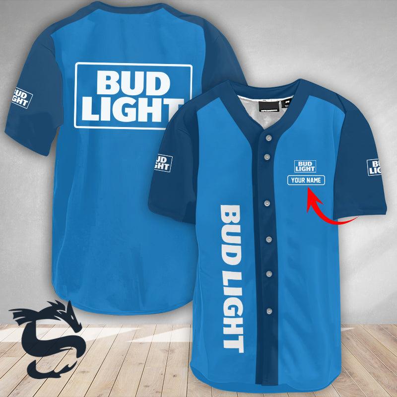 Bud Light Blue Baseball Jersey Shirt